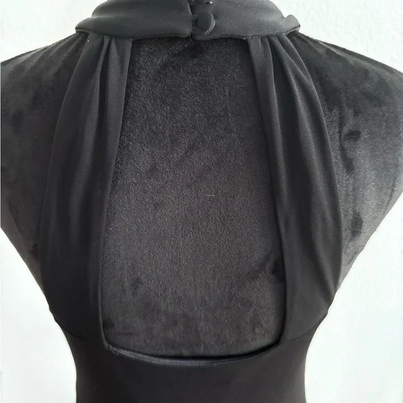 Anne Klein Black Embellished Drop-Waist Halter Midi Dress Size 6 - Picture 7 of 9